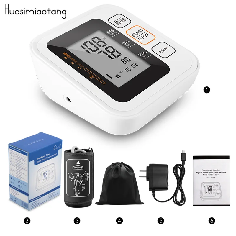 

Portable Digital Upper Arm Blood Pressure Monitor Meter Heartbeat Test Household Health Care 2 Cuff Tonometer