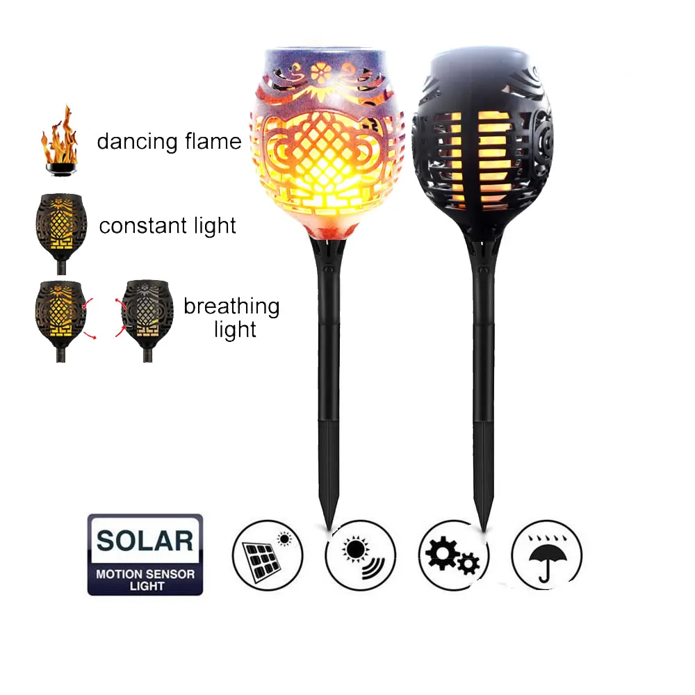 

Solar 96LED Lawn Dancing flame Torch Lights radar 3 working mode led New Solar Flame camp garden street outdoor lamp 72 Landscap