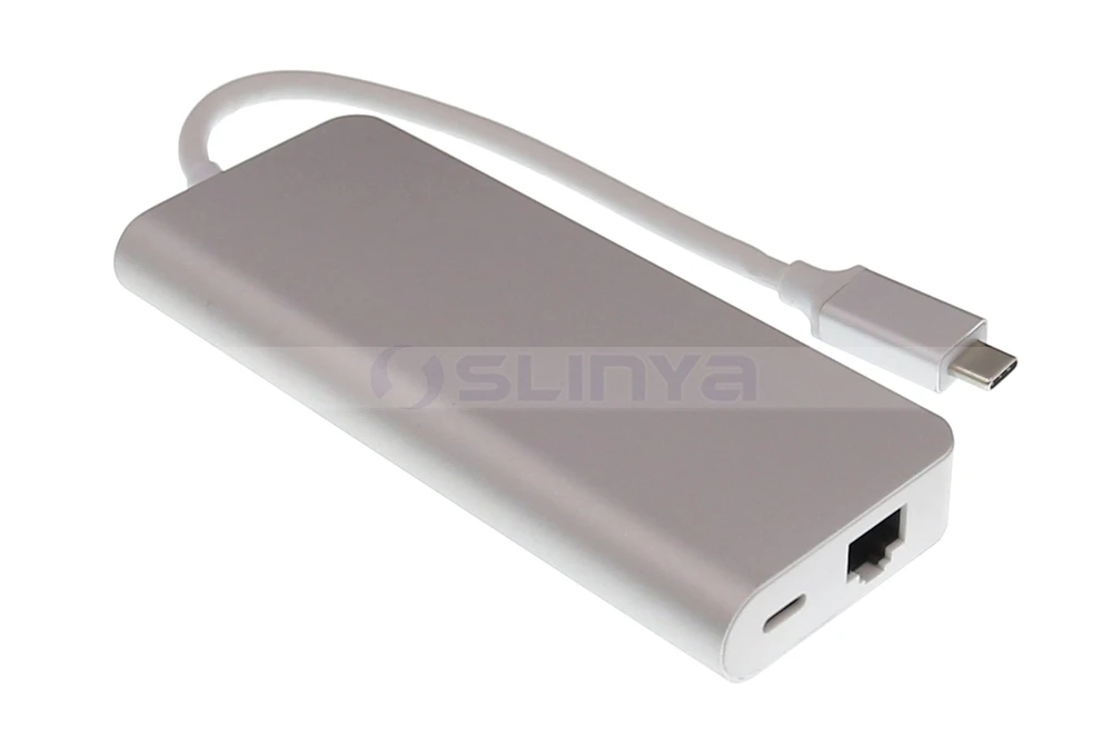 5 шт./лот Thunderbolt 3 USB C Тип на 2 0 Hub с 4K 30hz HDMI VGA 1000M RJ45 PD зарядный адаптер для Macbook|USB-хабы|