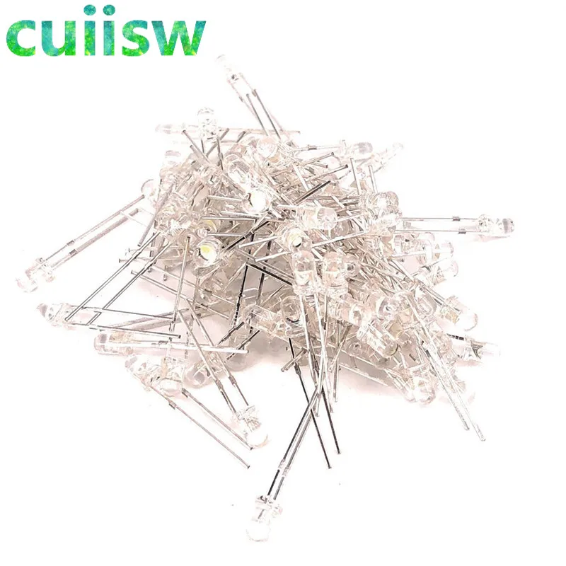 

100pcs White LED 3MM White light-emitting diode White turn White