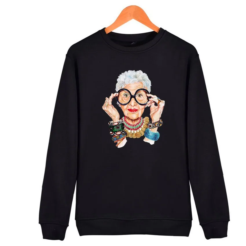 

Autumn Fashion Female Clothes Tops Vogue Old Women Pattern Harajuku Kpop Print Shirt Casual Cute O-Neck Long Sleeve Sweatshirts