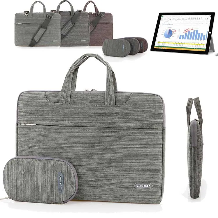 12'' Laptop Shoulder Messenger Bag, Fabric Business Computer Carrying