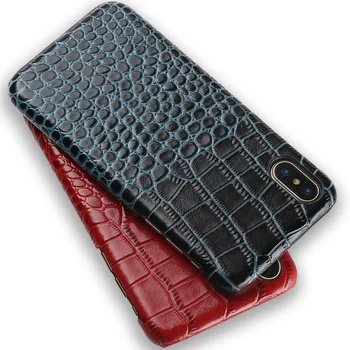 

wangcangli phone case crocodile upper and lower back cover leather phone case for iphone X case all handmade custom processing