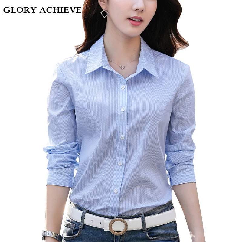 Spring Elegant Women Striped Blouses Korean OL Style Long Sleeve Plus Size Women Blouses And Shirt Blusas Mujer 2019