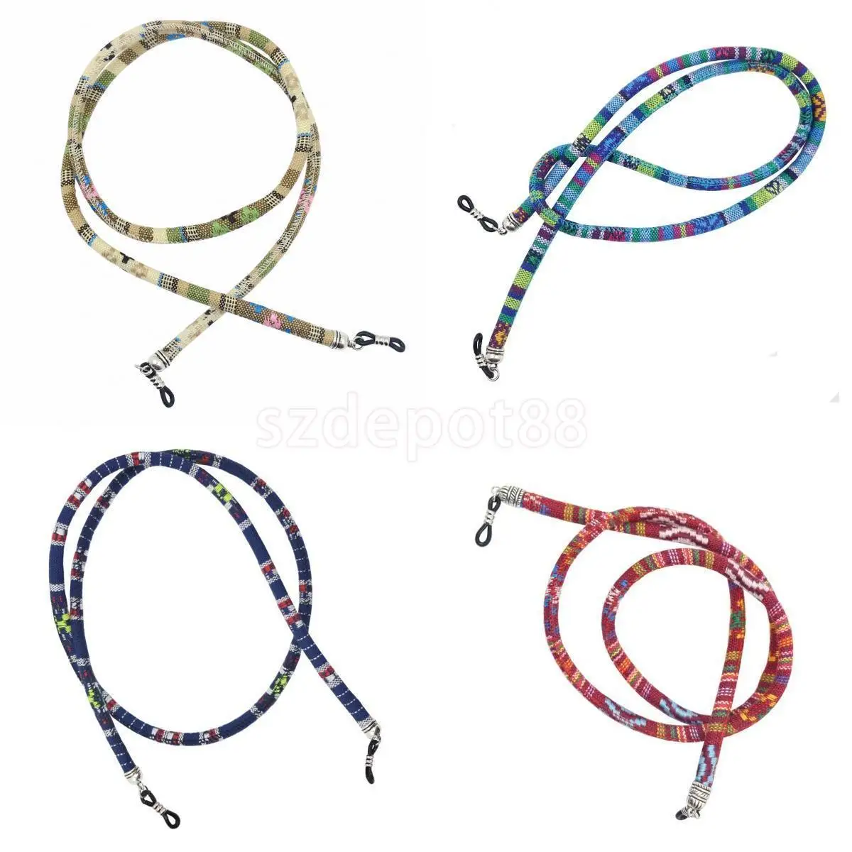 4pcs Bohemian Style 6mm Round Rope Eyeglasses Sunglasses Holder Cord Strap Lanyard	