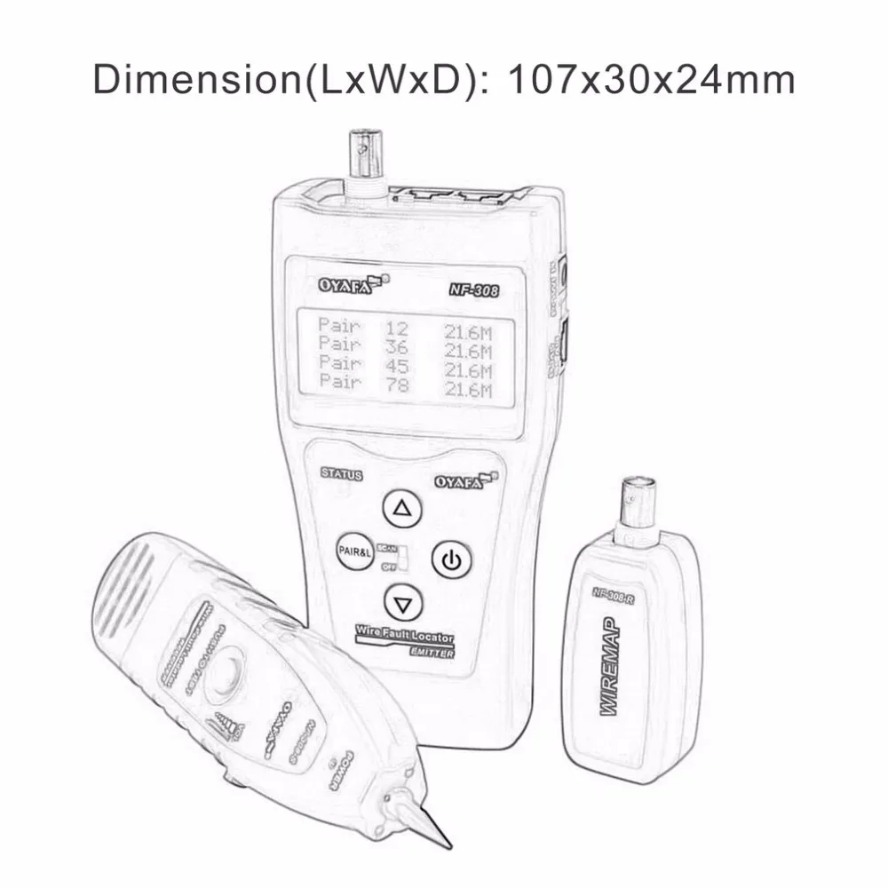 Noyafa NF-308 متعددة الأغراض شاشة الكريستال السائل شبكة كابل الهاتف الفاحص المقتفي خط مكتشف سلك اختبار كابل محدد
