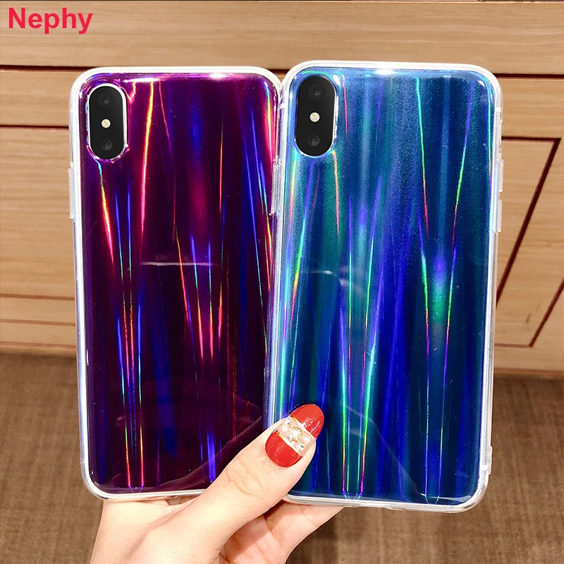 

Fashion Gradient Rainbow Laser Soft Silicon Case For iPhone 6 s 6S 7 7S iPhone 8 Plus X 10 5 5S 5SE 7Plus 8Plus Cell Phone Cover