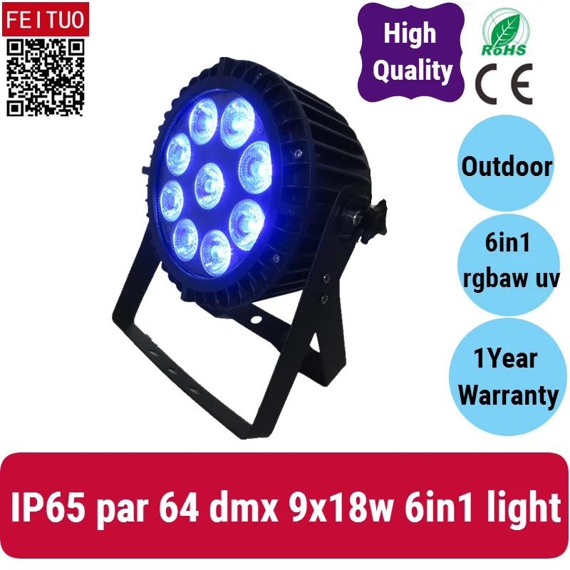 

A- 50xlot Stage projector par led outdoor flat 9x18w 6in1 waterproof par can rgbwa uv led wash Lamp
