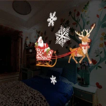Dynamic 12 Patterns Santa Claus Christmas Laser Projector Indoor Outdoor Animation Effect Snowflake Snowman Remote Projector