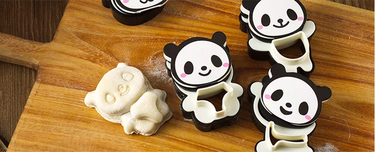 Hand Cartoon Panda Cookies Cutter Stamp Rvs Biscuit Mould Set Baking Tools Cutter Tools Cake Decoration 4pcs/set Bakeware Mold