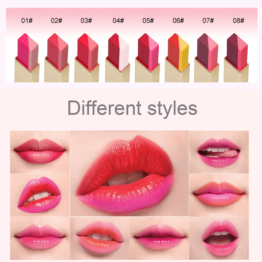 

NOVO Gradient Color Moisturizing Lipstick 2 Tone Lip Bar Double Colors Lipstick Long Lasting Makeup Lip Balm