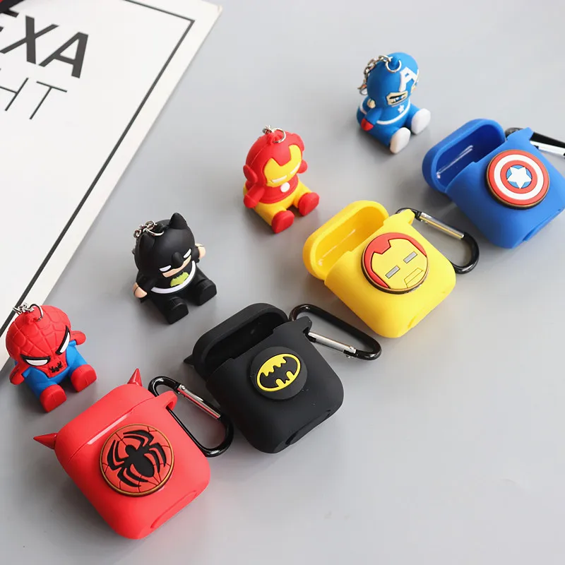 Super heroes строка для гарнитура для airpods Мягкая силиконовая сумка Универсальный телефон, ремень человек-паук Бэтмен запястье+ игрушка с узором