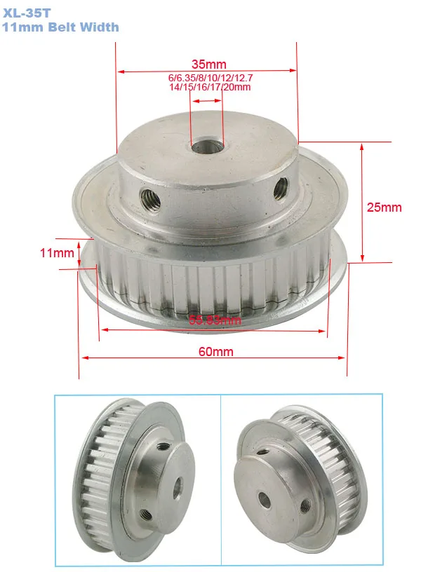 35T XL зубчатый шкив 6/6. 35/8/10/12/12,7/14/15/16/17/20 мм внутренний диаметр 11 мм ремень Ширина ременный шкив для шагового двигателя