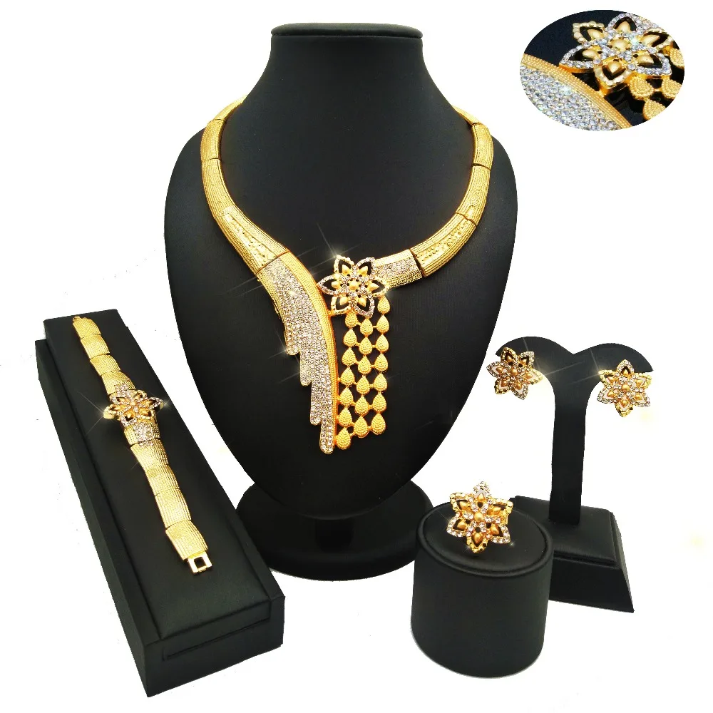 Африканский ювелирный набор,, модные ювелирные изделия, Золотое женское ожерелье, ювелирные изделия для свадебной вечеринки