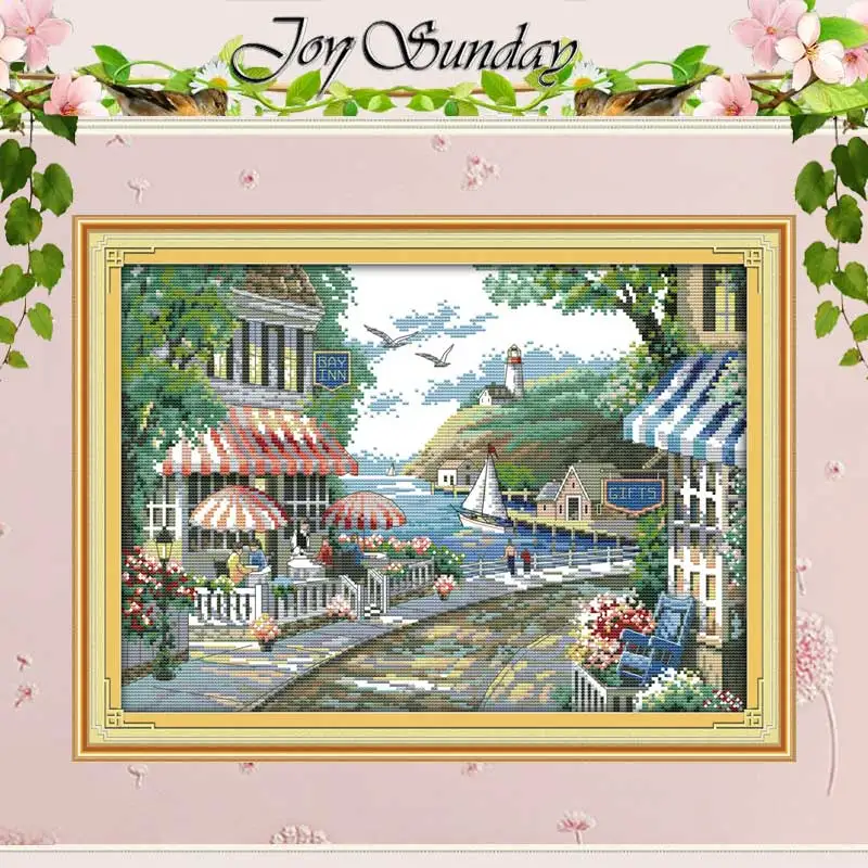 Приморское кафе вышивка крестиком 11CT 14CT набор Китайская рукоделие|cross stitch 11ct|cross