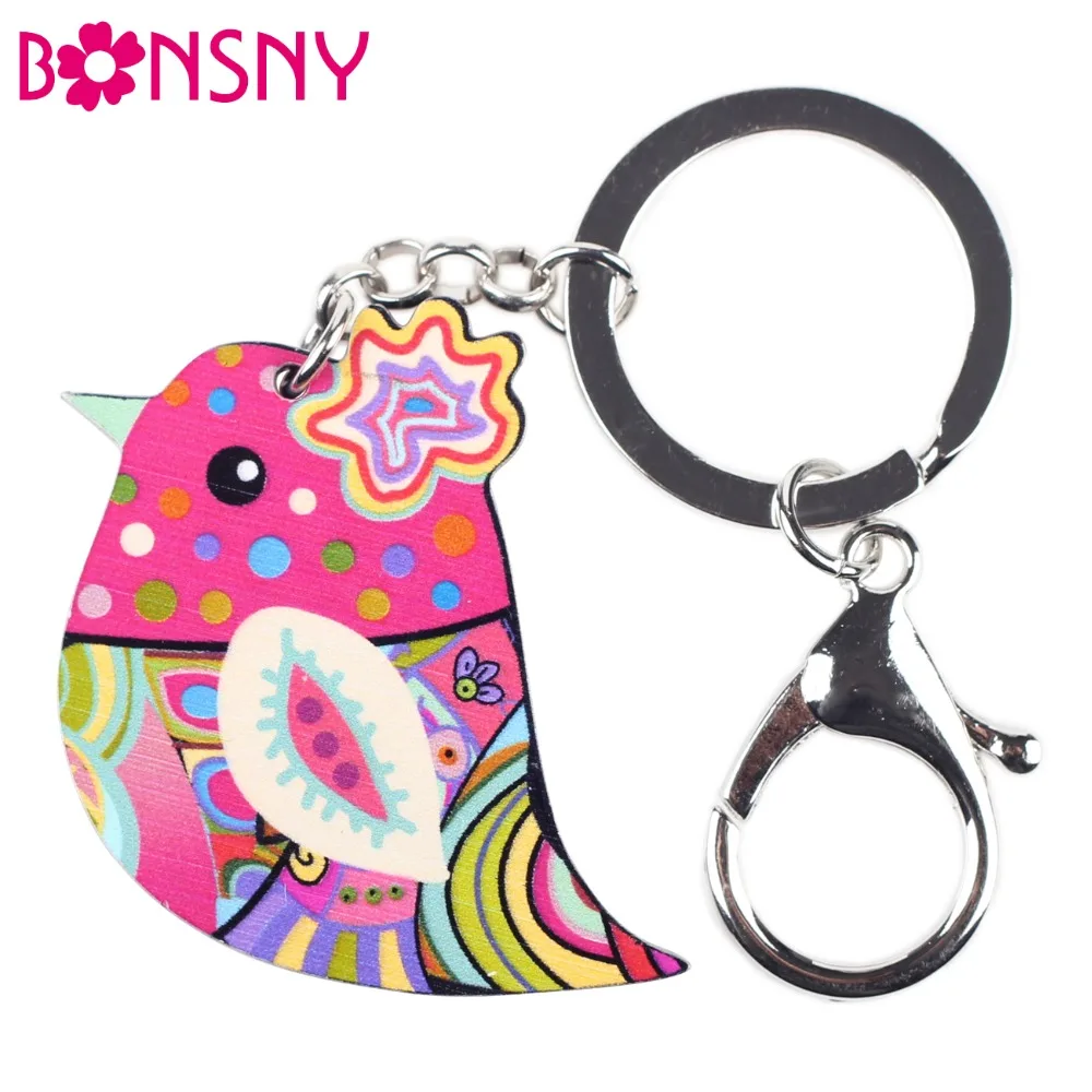 

Bonsny 2016 Enamel Acrylic Bird Marvel Alloy Key Chain For Women Girl Bag Keychain Ring Charm Pendant Jewelry Aceessorie