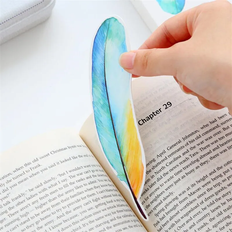 

30pcs/lots Realistic Feathers paper Bookmark Kawaii Memo card Marker Stationery Gift Office School Supplies BOOKMARK for book