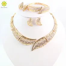 Золотые Ювелирные наборы женское ожерелье африканские Ювелирные наборы для свадебной вечеринки ювелирные изделия Свадебные невесты