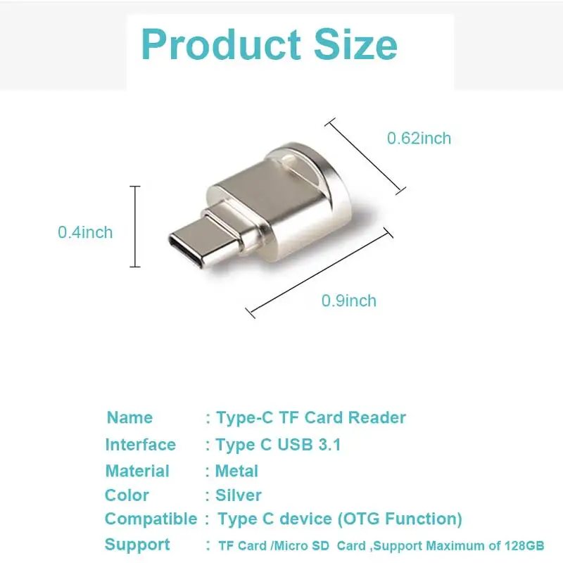 Ingelon Micro SD Card Reader Metal OTG Adapter USB type c tf card adapter usb3.1 usb c type adapter Microsd  Card Reader (2)