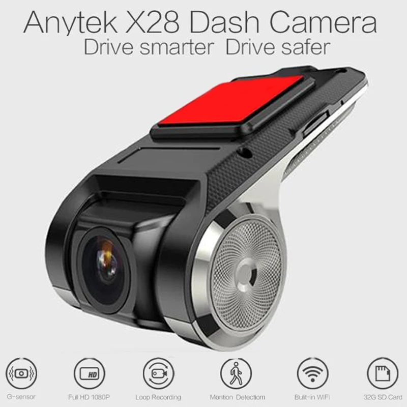Baratos Anytek X28 1080P FHD lente WiFi ADAS coche DVR Dash Cámara G sensor incorporado grabadora de Video del coche Dash Cámara accesorios de coche