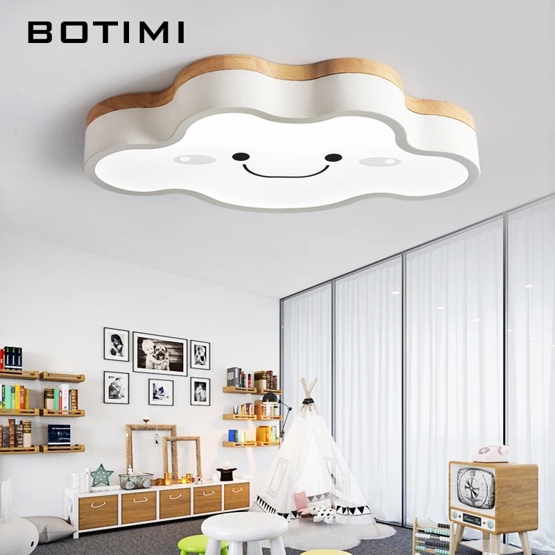 

BOTIMI Cartoon Ceiling Lights Cloud Shape LED Ceiling Light For Bedroom Kids Luminaire Cute Wooden Kitchen Lighting Fixture