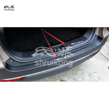 

Free shipping 1pc car sticker carbon fiber texture PU leather trunk door sill decorative cover for 2016 2017 JAC refine S3 MK3