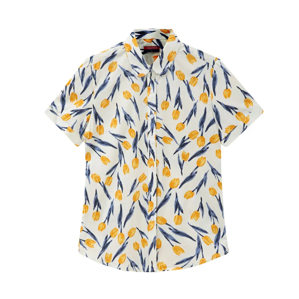 Camisa De sredgranden Casual Tallas swhitetulip Sbluechry Grandes Dioufond sgreenswan syelboh Mujer Floral Con swhiteredf Para Blusa Manga Playa 2017 sblueredf sworange Estampado Tops snlipstick sblackredf Verano Algodón sgpineapple Corta snavydaisy AdCq5Aw