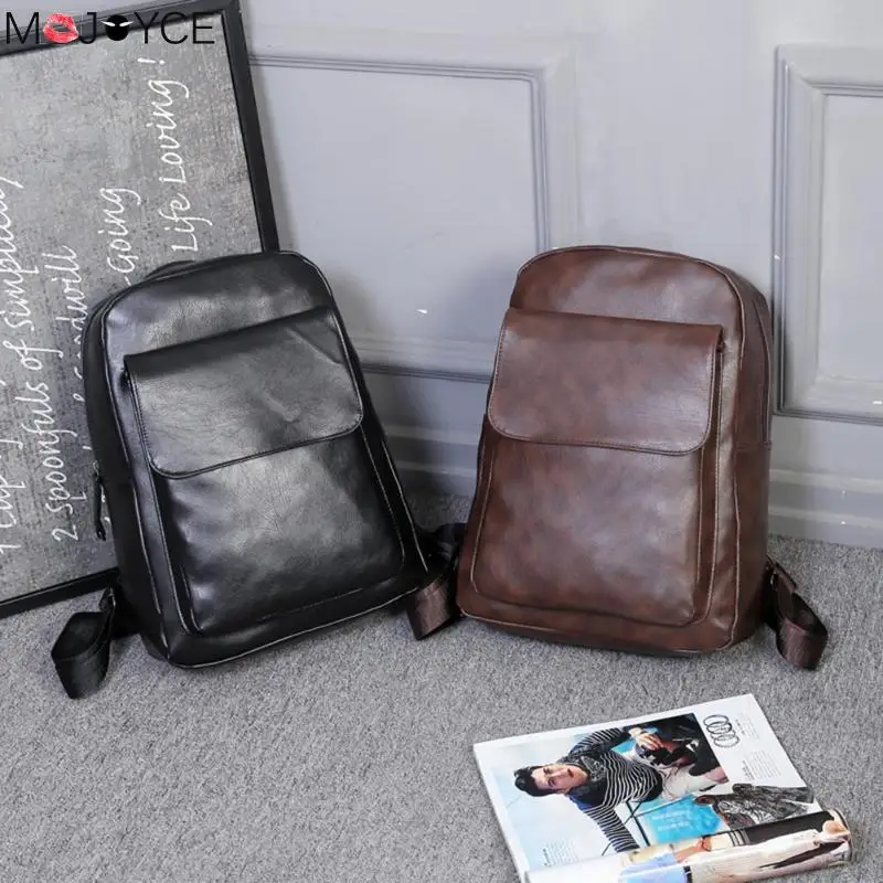 Casual Mochila hombre Mochila negocio Color sólido Simple PU cuero hombro Mochila Masculina Casual Mochila hombre Mochila negocio Color sólido Simple PU cuero hombro Mochila Masculina