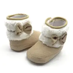 Детские зимние вязать флис Сапоги и ботинки для девочек для маленьких девочек шерстяные зимние Обувь для младенцев пинетки