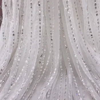 

White Lace Fabric 2018 High Quality Lace Latest African Laces Fabric With Sequins Wedding Red Blue Nigerian French Lace Fabric