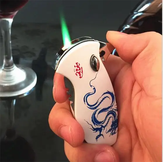 gas refill lighter,White dragon multifunctional windproof lighters with knife,outside tool in