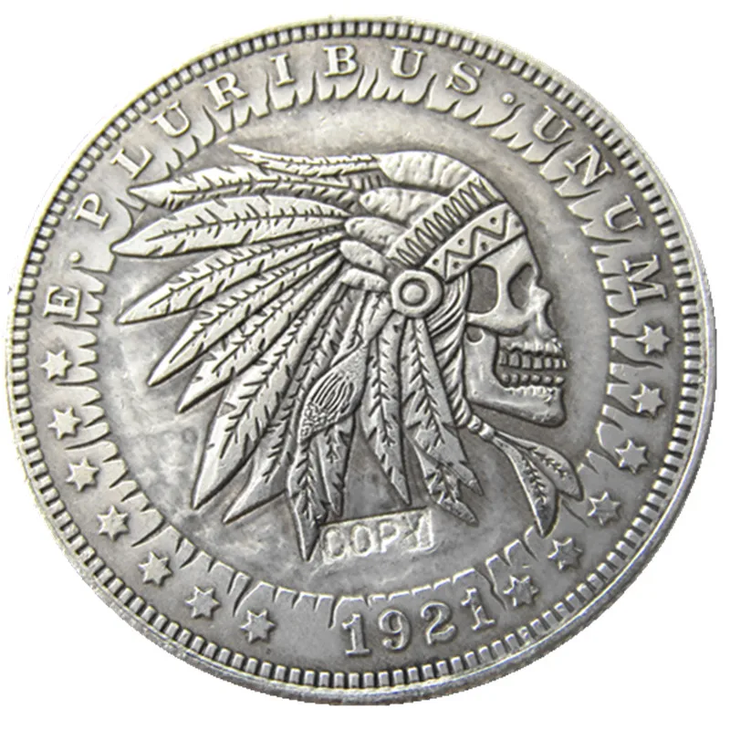 

US Hobo 1921 Morgan Dollar skull zombie skeleton Copy Coins