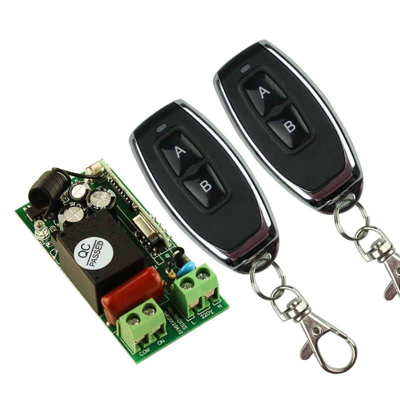 

220V 1CH 10A RF Remote Control Switch Wireless Light Lamp LED Receiver 2 Transmitter EV1527 Chip