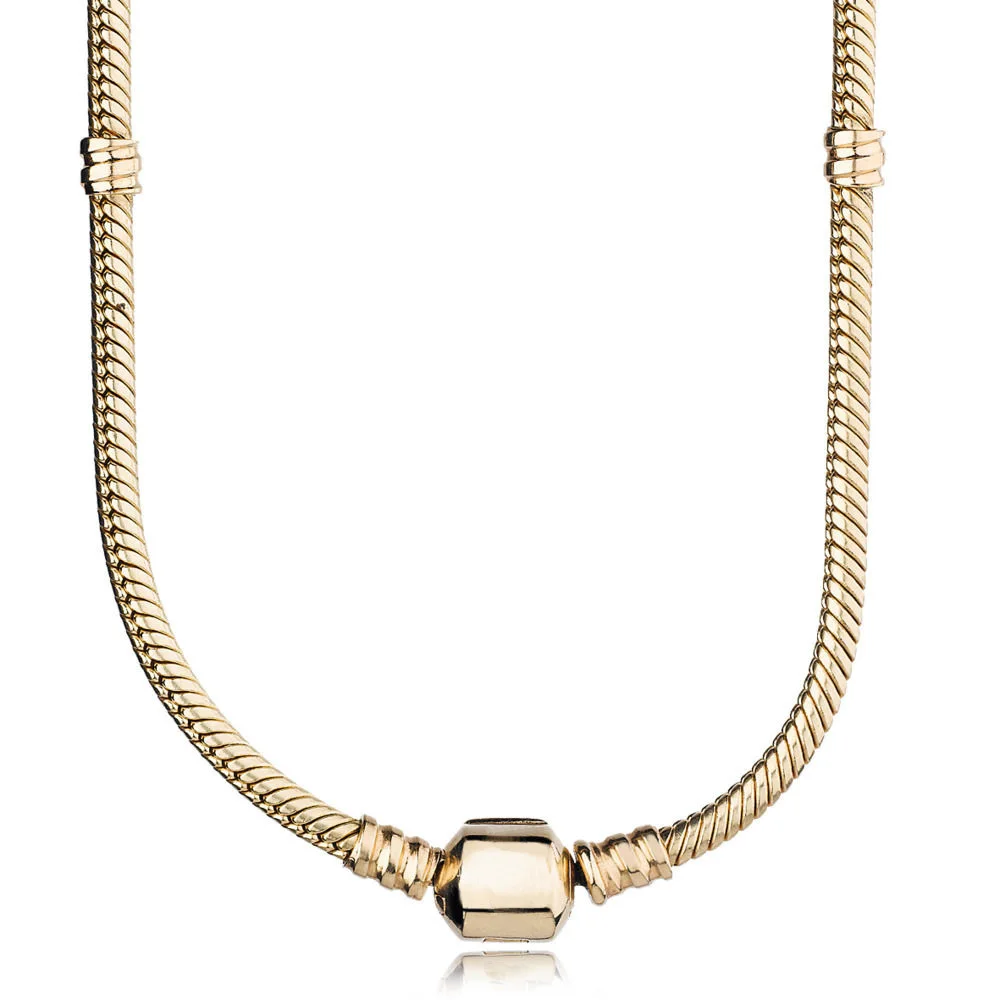 

925 Sterling Silver Necklace Gold Color Bead Pendants Necklace for Women Party Wedding Jewely