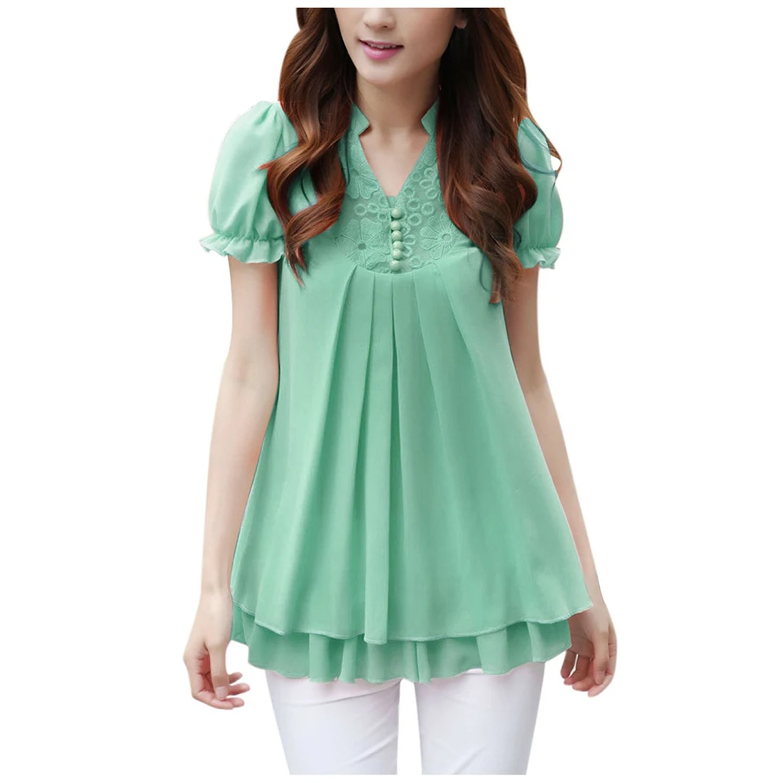 2016 Summer Spring Fashion Women Short Sleeves Layered