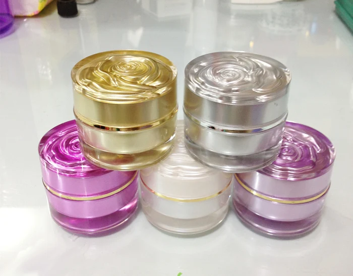 

10g/10ml Cosmetics Cream Containers acrylic Empty Sample Packaging Jars Bottles Ointment wax Cosmetics bottle 100pcs/lot