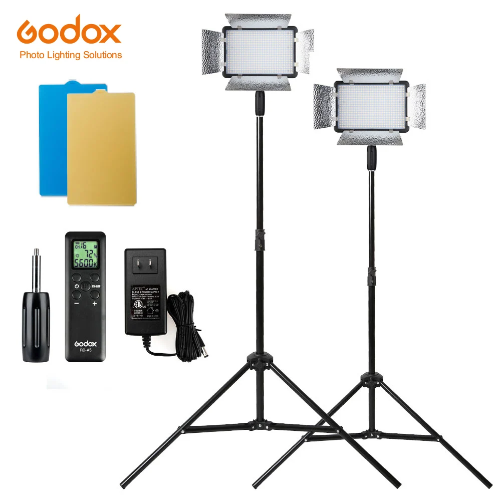 2X Godox LED500LRW LED 500 5600K видео свет с рефлектором и пультом дистанционного управления +