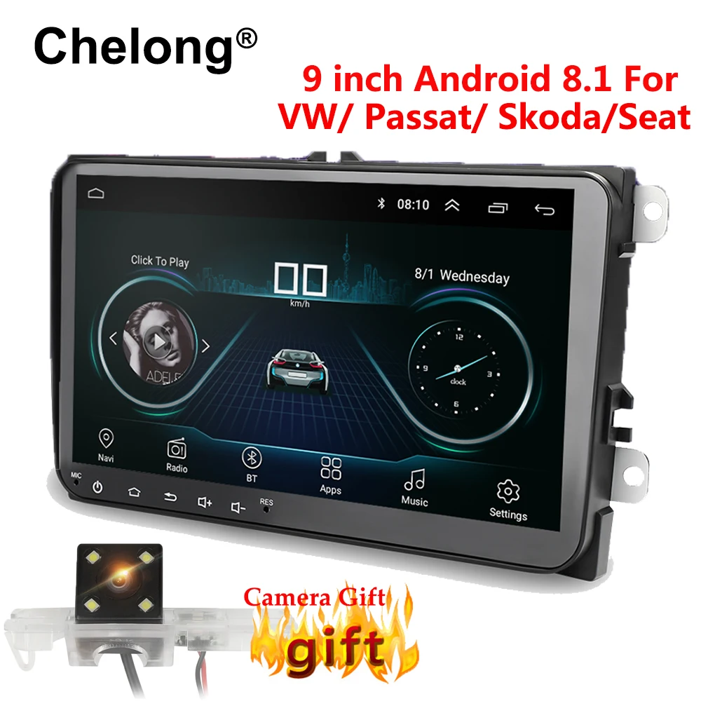 9 дюймов Android 8,1 двойной 2Din автомобильный Радио GPS авто радио 2 Din USB для Volkswagen/Passat/GOLF/Skoda/Seat Wifi bluetooth 2din