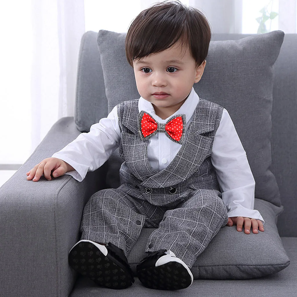 

Fashion Boys Clothes Sets 5PCS Toddler Baby Boy Bowtie Gentleman Vest T-Shirt Pants Wedding Suit Sets Vetement bebe garcon@10