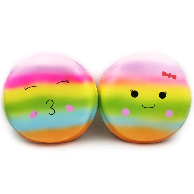 Заводская распродажа PU Jumbo Rainbow Squishies медленно поднимающийся ароматизированный Единорог Макарон сжимающая забавная игрушка - Цвет: rainbow macaron