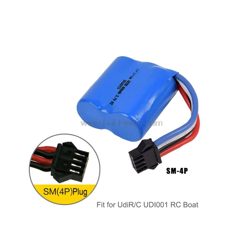 

2x3.7V 600mAh Li-Ion Battery SM4P plug fit for UdiR/C UD001 RC Boat
