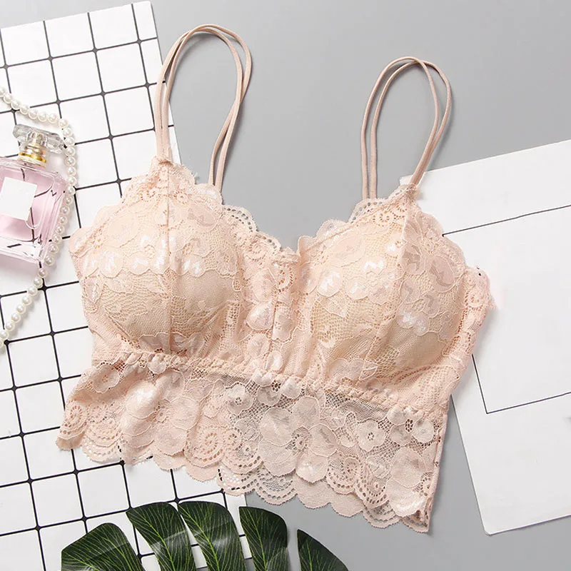 Women Lace Bra Female Lace Strap Bandeau Top Bra Tops Summer Breathable