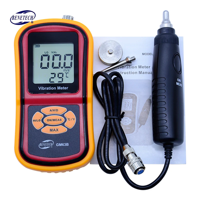 

BENETECH High Pression Ultrasonic Vibrometer GM63B Portable Digital LCD Vibration Meter Analyzer With LCD Display