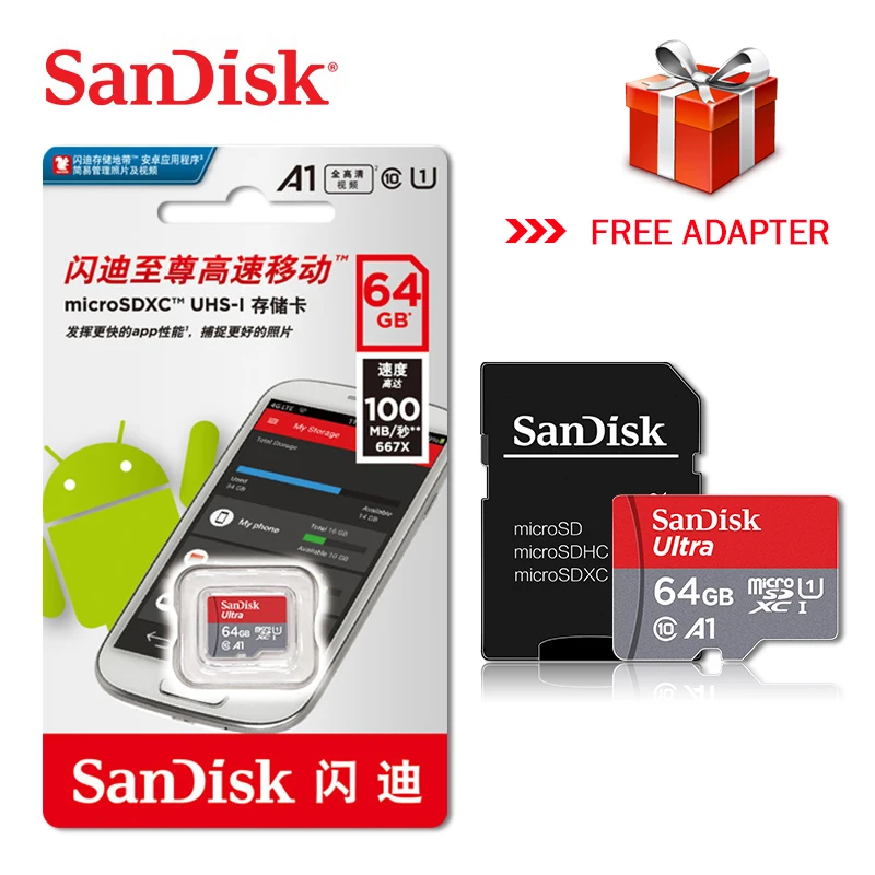 sandisk Micro SD карты памяти EVO+ 128 Гб 64 Гб оперативной памяти, 32 Гб встроенной памяти, 80 МБ/с. C10 SDHC/SDXC U1 U3 TF Card 64 г 32 г флэш-карты