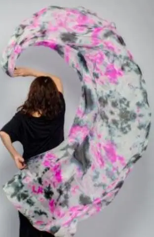 Профессиональная ручная работа галстук-краска танец живота шелк вуаль(5,0 мм) Многоцветный 250 см 270 см
