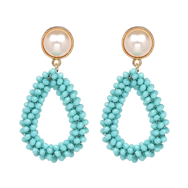 

High Quality Handmade Beads Water Drop Earrings Long Dangle Earrings Crystal Jewelry For Women Wholesale F50581