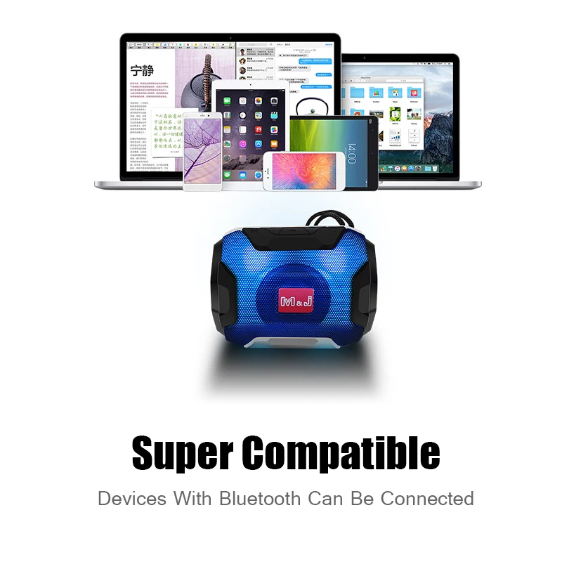 Bluetooth Колонка M & J со светодиодной подсветкой и поддержкой TF AUX USB|Портативные