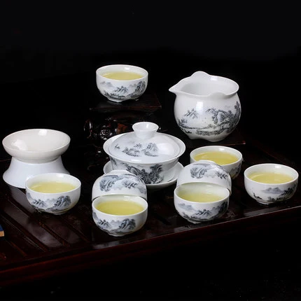 Чайный сервиз Gong fu cha, керамический чайник с чашкой fung fu, gaiwan, поднос для заварки, фарфоровая чайная чашка, набор чайников - Color: 12pcs type 5