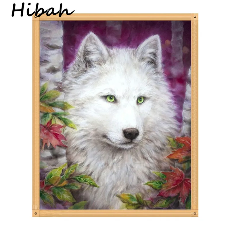

5d diy Diamond Embroidered White Wolf Pattern Diamond Painting Cross Embroidery Round Diamond Rhinestone Mosaic Furniture