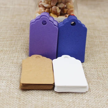 

New 1000Pcs DIY Blank price Hang tag Kraft/white/purple/navy color Paper Tags Label Luggage Wedding Note card tag 5*3cm